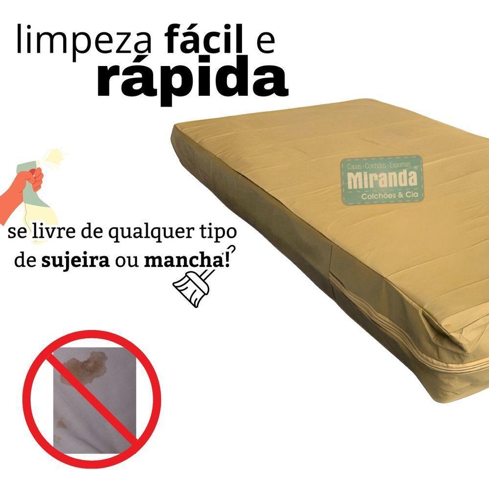 Capa Colchão Solteiro Impermeável Hospitalar Com Zíper - Bege 88x188x12cm - 6