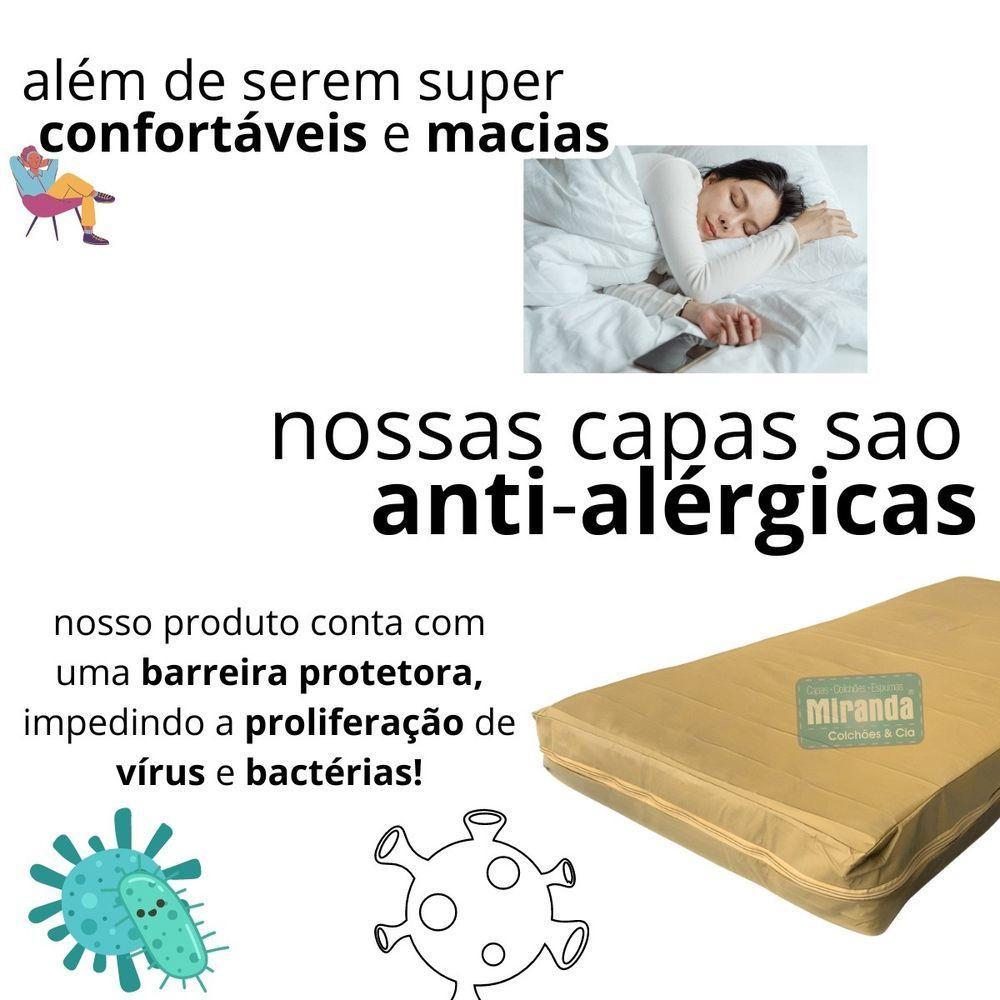 Capa Colchão Solteiro Impermeável Hospitalar Com Zíper - Bege 88x188x18cm - 3