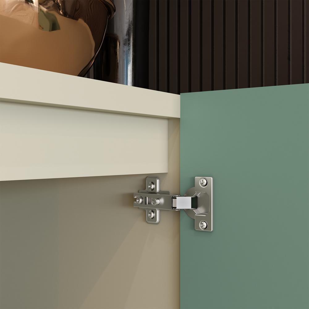 Cristaleira Com 2 Portas De Vidro Verde Bossa Nova Bertolini Verde/areia - 3