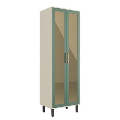 Cristaleira Com 2 Portas De Vidro Verde Bossa Nova Bertolini Verde/areia