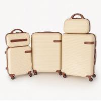 Conjunto Mala De Viagem Em ABS Com Frasqueira 5 Peças Giro 360° Luxo Bege - 1