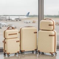 Conjunto Mala De Viagem Em ABS Com Frasqueira 5 Peças Giro 360° Luxo Bege - 2