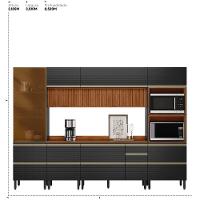 Cozinha Modulada Proença 6 Peças Com Cristaleira E Aéreo 120cm Ripado Nogueira Touch/carbono Prime Tx - Demartêz Nogueira Touch/carbono Prime Tx - 7