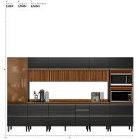 Cozinha Modulada Proença 8 Peças Com Cristaleira E Balcão 120cm Nogueira Touch/carbono Prime Tx - Demartêz Nogueira Touch/carbono Prime Tx - 7