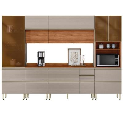Cozinha Modulada Proença 6 Peças Com Paneleiro 1 Forno Nogueira Touch/nude Prime Tx - Demartêz Nogueira Touch/nude Prime Tx