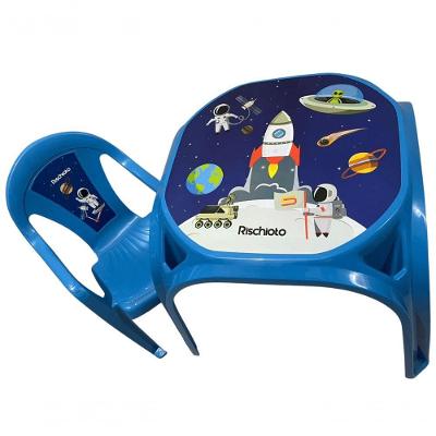 Mesa Infantil Azul + 01 Cadeira Infantil Rischioto Kit