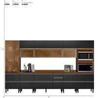 Cozinha Modulada Proença 8 Peças Com Cristaleira E Aéreo 120cm Nogueira Touch/carbono Prime Tx - Demartêz Nogueira Touch/carbono Prime Tx - 7