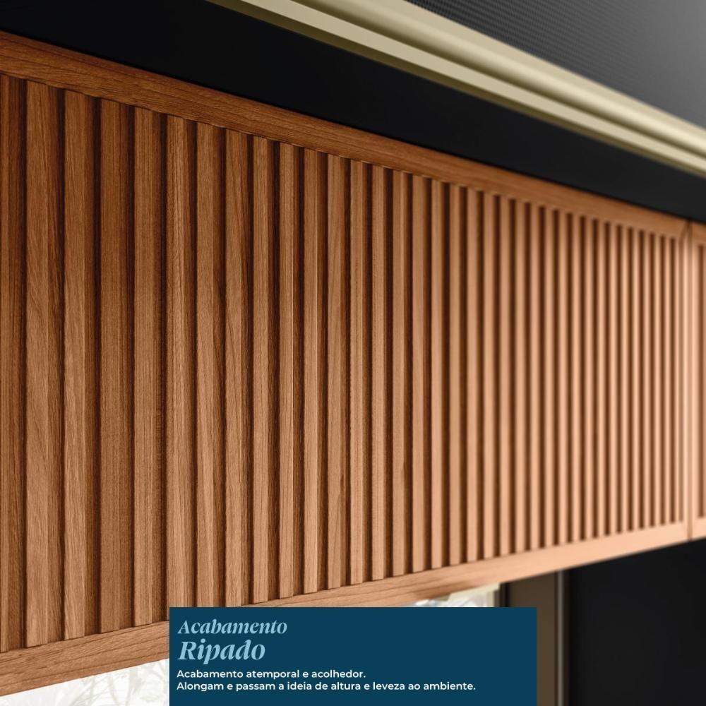 Cozinha Modulada Proença 6 Peças Com Cristaleira E Balcão 120cm Nogueira Touch/carbono Prime Tx - Demartêz Nogueira Touch/carbono Prime Tx - 4