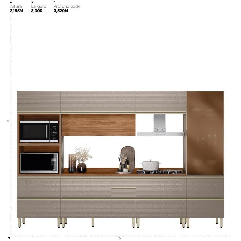 Cozinha Modulada Proença 6 Peças Com Cristaleira E Torre Quente 2 Fornos Nogueira Touch/nude Prime Tx - Demartêz Nogueira Touch/nude Prime Tx - 7