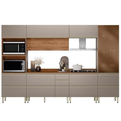 Cozinha Modulada Proença 6 Peças Com Cristaleira E Torre Quente 2 Fornos Nogueira Touch/nude Prime Tx - Demartêz Nogueira Touch/nude Prime Tx