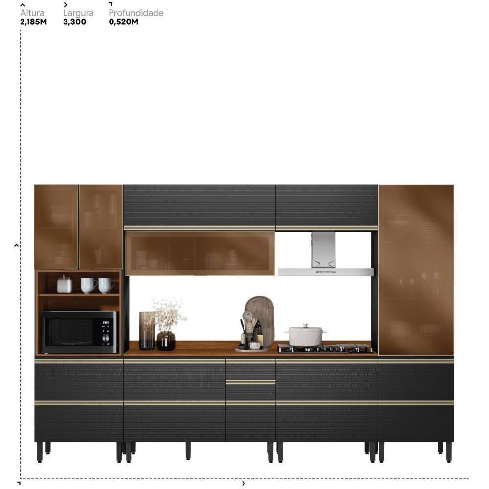 Cozinha Modulada Proença 6 Peças Com Paneleiro 1 Forno E Balcão 80cm Nogueira Touch/carbono Prime Tx - Demartêz Nogueira Touch/carbono Prime Tx - 7
