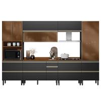 Cozinha Modulada Proença 6 Peças Com Paneleiro 1 Forno E Balcão 80cm Nogueira Touch/carbono Prime Tx - Demartêz Nogueira Touch/carbono Prime Tx - 1