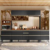 Cozinha Modulada Proença 6 Peças Com Paneleiro 1 Forno E Balcão 80cm Nogueira Touch/carbono Prime Tx - Demartêz Nogueira Touch/carbono Prime Tx - 2