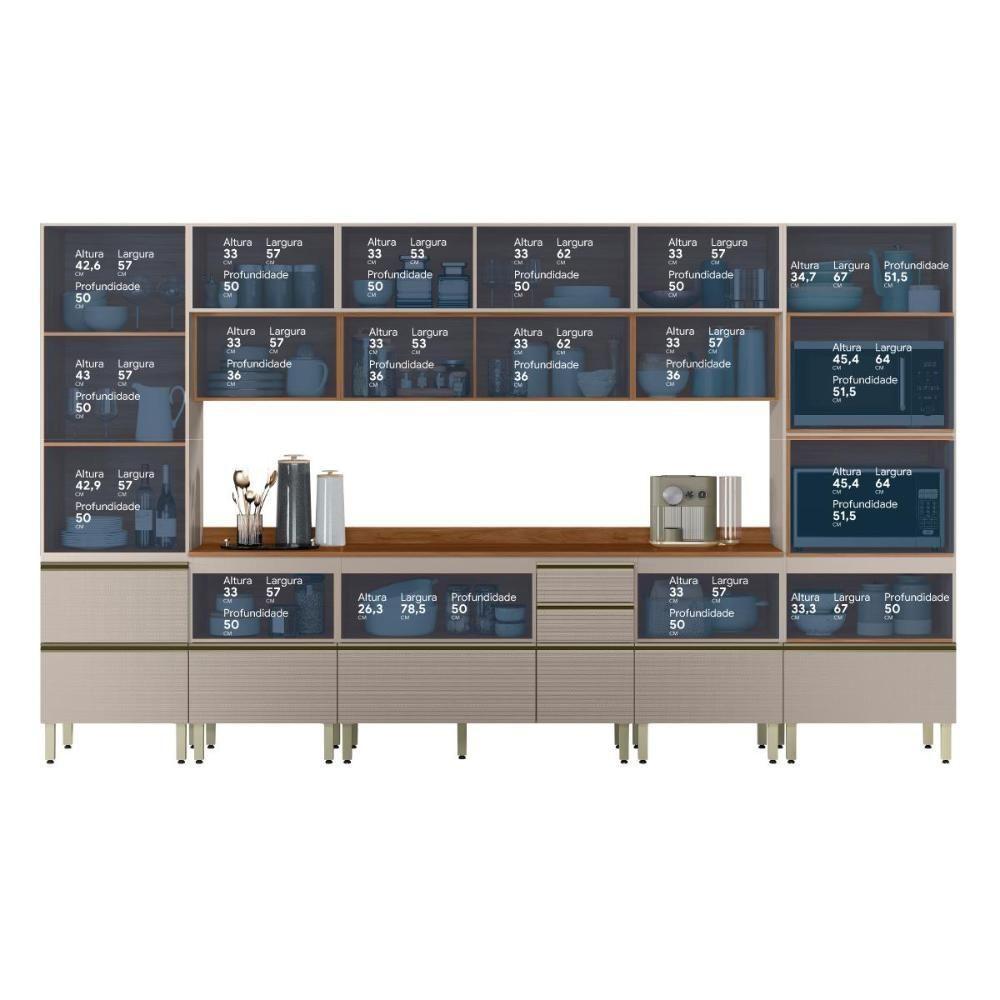 Cozinha Modulada Proença 8 Peças Com Cristaleira Nogueira Touch/nude Prime Tx - Demartêz Nogueira Touch/nude Prime Tx - 5