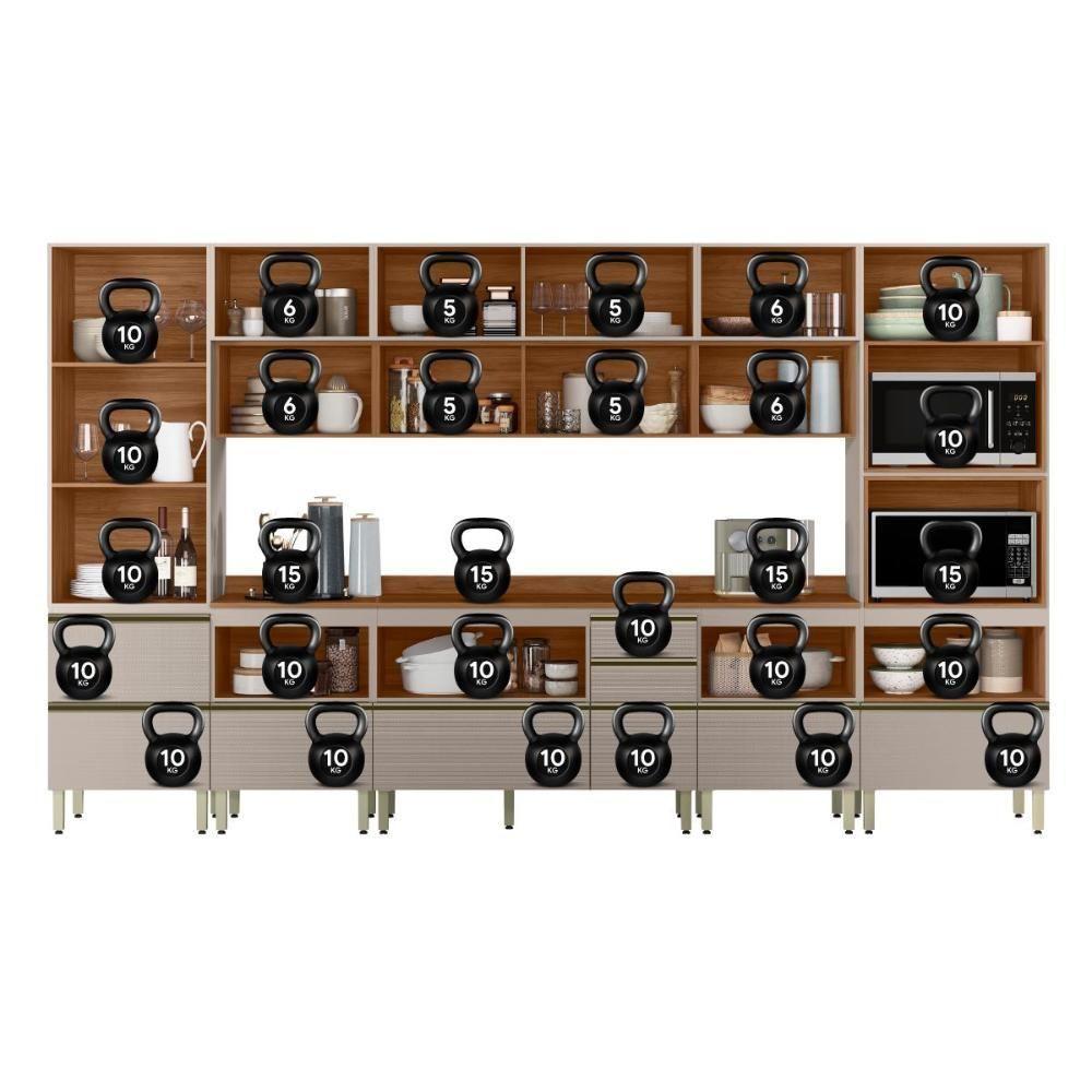 Cozinha Modulada Proença 8 Peças Com Cristaleira Nogueira Touch/nude Prime Tx - Demartêz Nogueira Touch/nude Prime Tx - 6