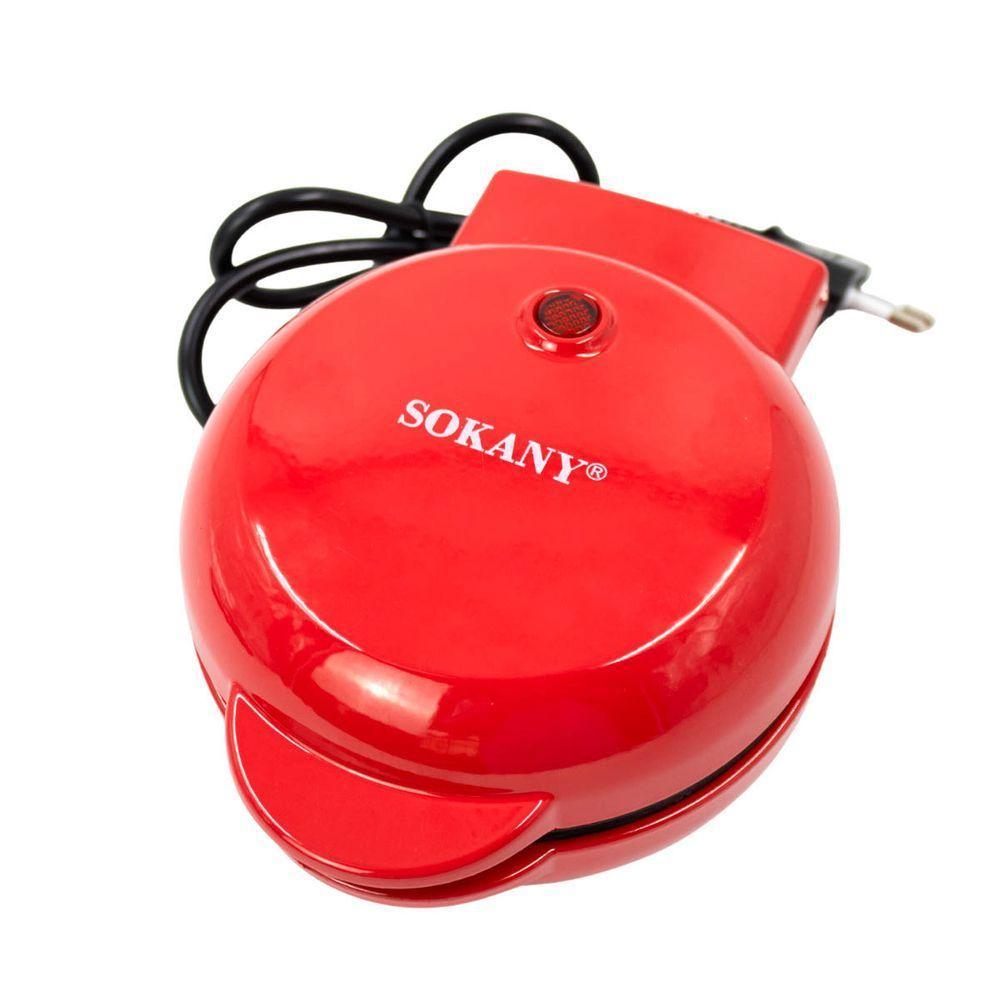 Mini Maquina Forma Elétrica Retro De Fazer Waffles Donuts Rosquinhas Vermelho - 1