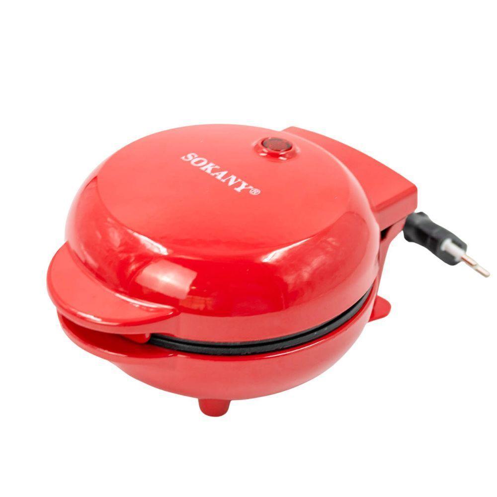 Mini Maquina Forma Elétrica Retro De Fazer Waffles Donuts Rosquinhas Vermelho - 2