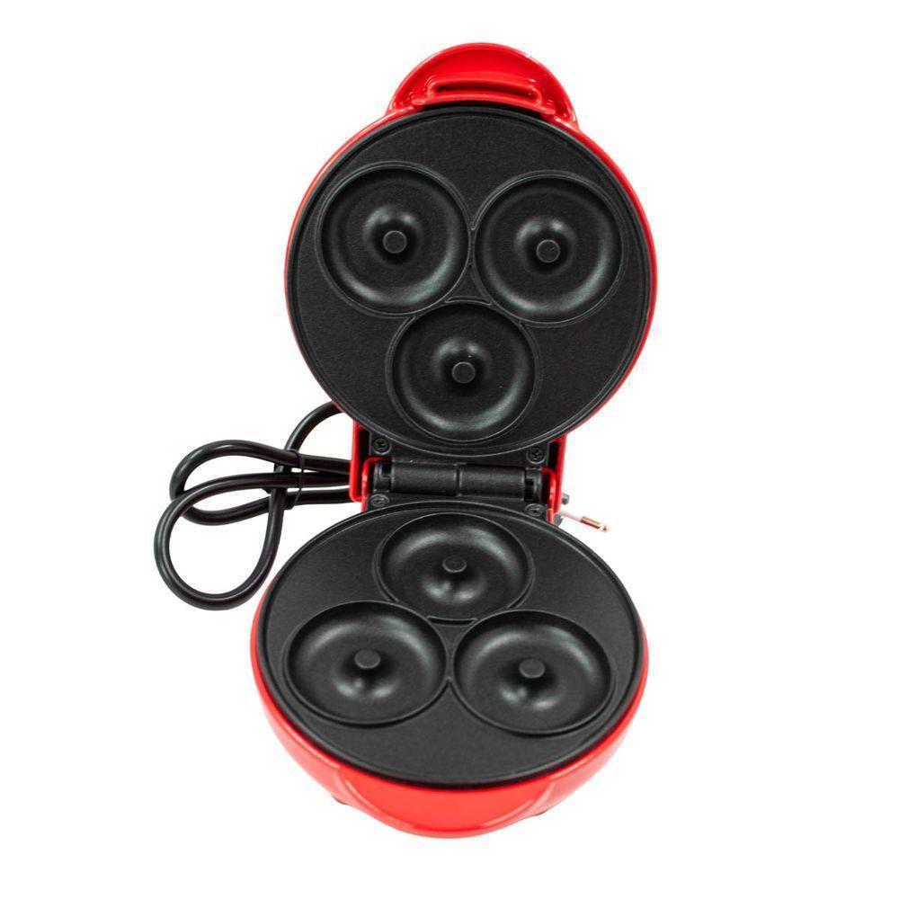 Mini Maquina Forma Elétrica Retro De Fazer Waffles Donuts Rosquinhas Vermelho - 5