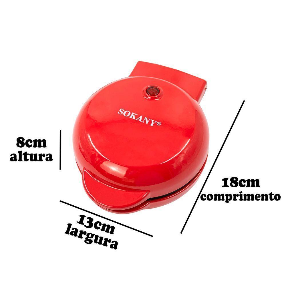 Mini Maquina Forma Elétrica Retro De Fazer Waffles Donuts Rosquinhas Vermelho - 7