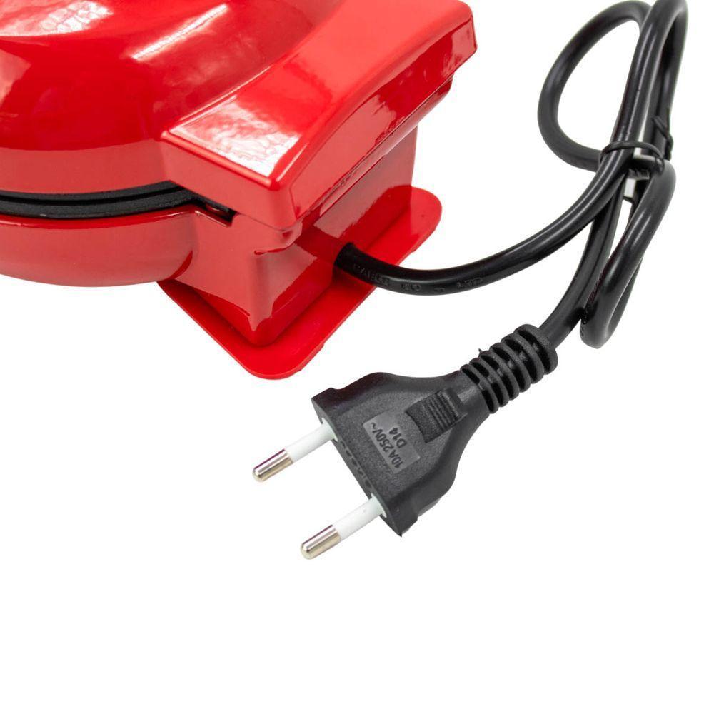 Mini Maquina Forma Elétrica Retro De Fazer Waffles Donuts Rosquinhas Vermelho - 8