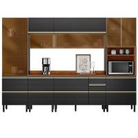 Cozinha Modulada Proença 6 Peças Com Paneleiro 1 Forno E Aéreo 120cm Nogueira Touch/carbono Prime Tx - Demartêz Nogueira Touch/carbono Prime Tx - 1