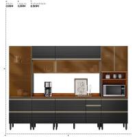 Cozinha Modulada Proença 6 Peças Com Paneleiro 1 Forno E Aéreo 120cm Nogueira Touch/carbono Prime Tx - Demartêz Nogueira Touch/carbono Prime Tx - 7