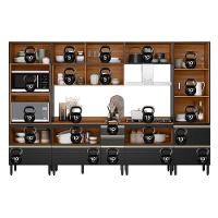 Cozinha Modulada Proença 6 Peças Com Cristaleira E Balcão 80cm Nogueira Touch/carbono Prime Tx - Demartêz Nogueira Touch/carbono Prime Tx - 6