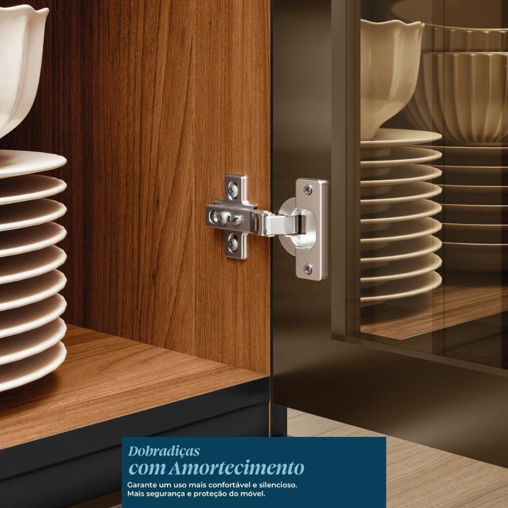 Cozinha Modulada Proença 6 Peças Com Cristaleira E Torre Quente 2 Fornos Nogueira Touch/carbono Prime Tx - Demartêz Nogueira Touch/carbono Prime Tx - 4