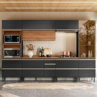 Cozinha Modulada Proença 6 Peças Com Cristaleira E Torre Quente 2 Fornos Nogueira Touch/carbono Prime Tx - Demartêz Nogueira Touch/carbono Prime Tx - 5