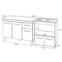 Balcão Armário Gabinete Aline 118 Cm Savana Off White Com Tampo Savana E Balcão Evelyn Cooktop 5 Bocas Savana Off White - 6