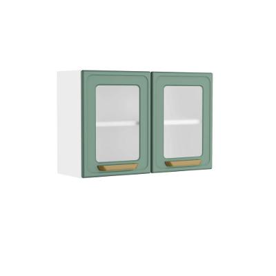 Armário Aéreo De Aço Cozinha 2 Portas De Vidro Bella Bertolini Verde/branco