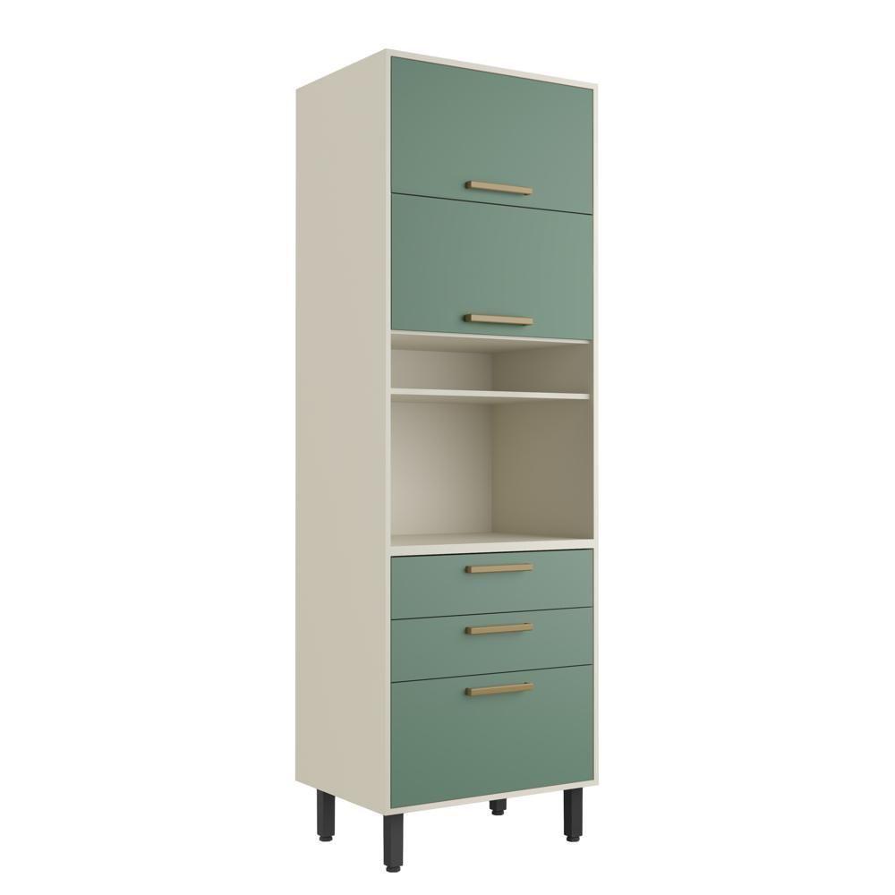 Armário Paneleiro 3 Portas 2gavetas E Nichos Verde Bertolini Verde/areia - 1