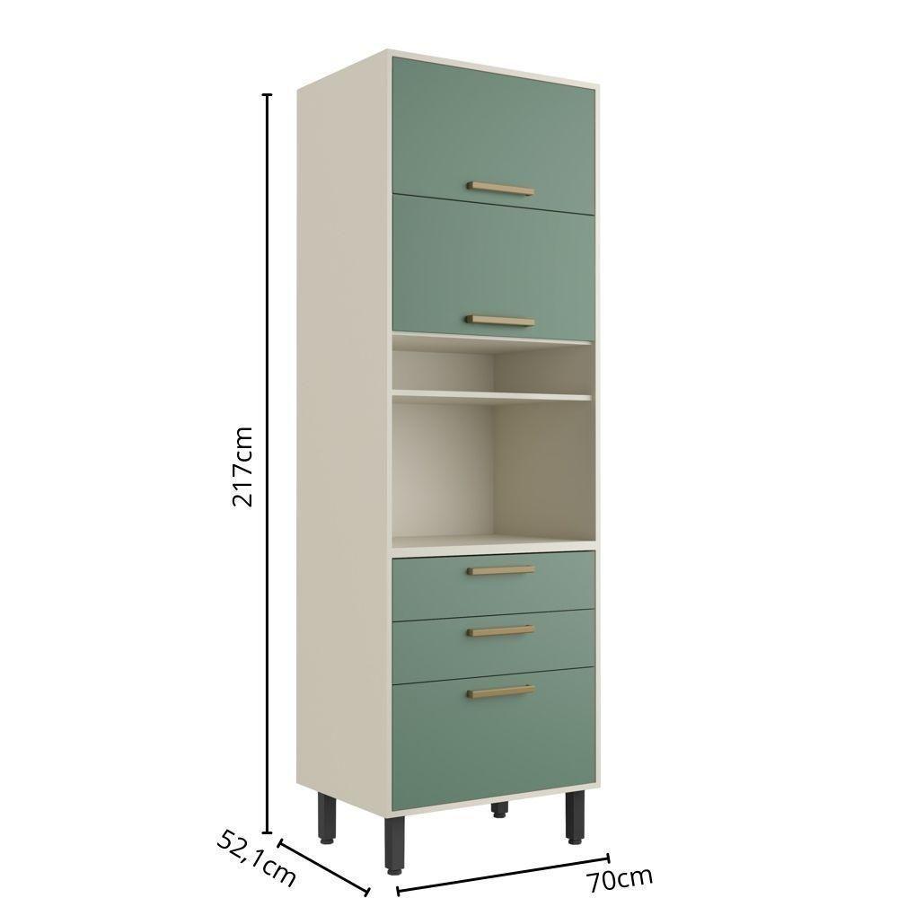 Armário Paneleiro 3 Portas 2gavetas E Nichos Verde Bertolini Verde/areia - 2