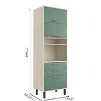 Armário Paneleiro 3 Portas 2gavetas E Nichos Verde Bertolini Verde/areia - 2