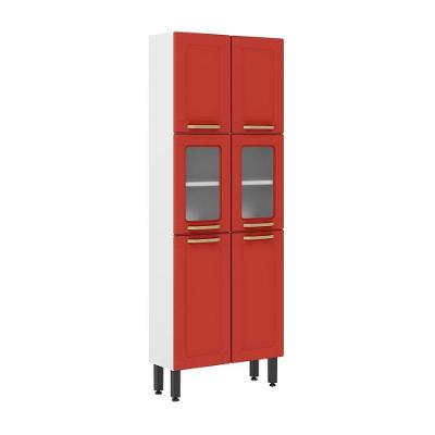 Armário Paneleiro De Aço 6 Portas 2 Vidros Colors Bertolini Vermelho/branco