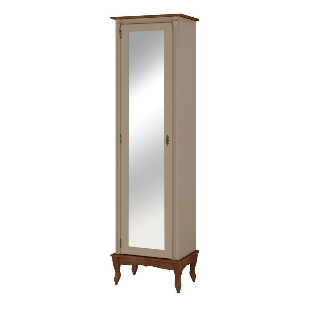 Sapateira Antique 1 Porta Com Espelho E Pés Luix Xv - Amêndoa Laca Com Tampo E Base Imbuia Glazer - 2