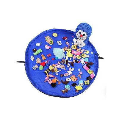 Saco Tapete Organizador Brinquedos Lego Portatil Vira Bolsa Infantil Mini Crianças Bebe Multiuso Azul