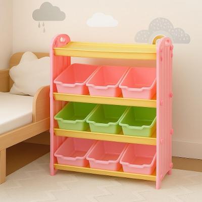 Estante Armario Infantil Colorido 9 Gavetas 4 Prateleiras Organizador De Brinquedos Porta Treco Quarto Meninas
