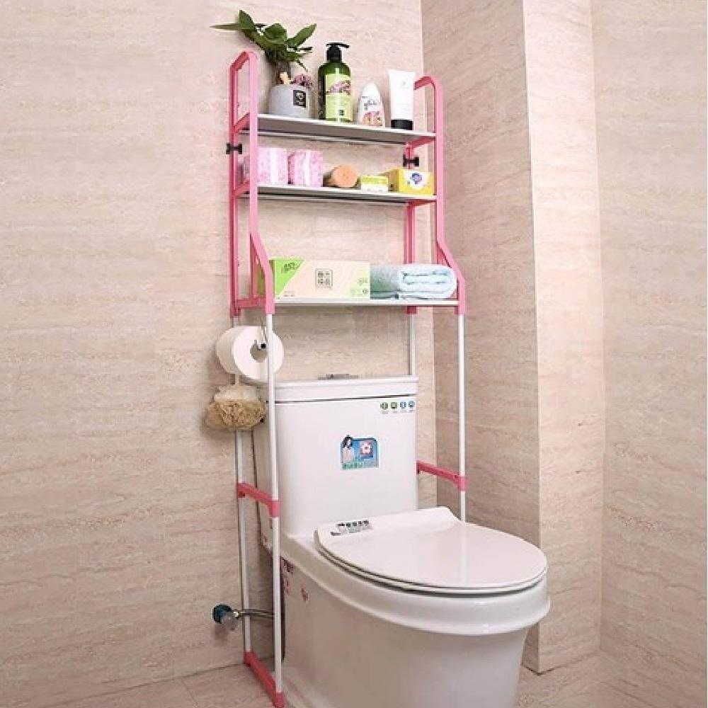 Estante Organizadora Para Banheiro Lavabo Lavanderia 3 Prateleiras Porta Toalhas Portatil Rosa - 3