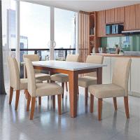 Conjunto Sala De Jantar Mesa Miami 1,60m 6 Cadeiras Trieste Dobuê Madeirado / Bege - 2