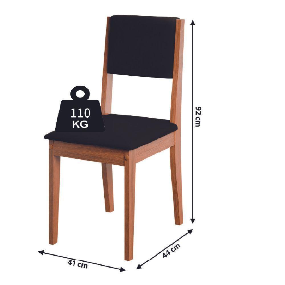 Conjunto Sala De Jantar Mesa Miami 1,60m 6 Cadeiras Trento Dobuê Madeirado / Preto - 4