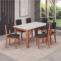 Conjunto Sala De Jantar Mesa Miami 1,60m 6 Cadeiras Trento Dobuê Madeirado / Preto - 2