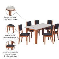 Conjunto Sala De Jantar Mesa Miami 1,60m 6 Cadeiras Trento Dobuê Madeirado / Preto - 5