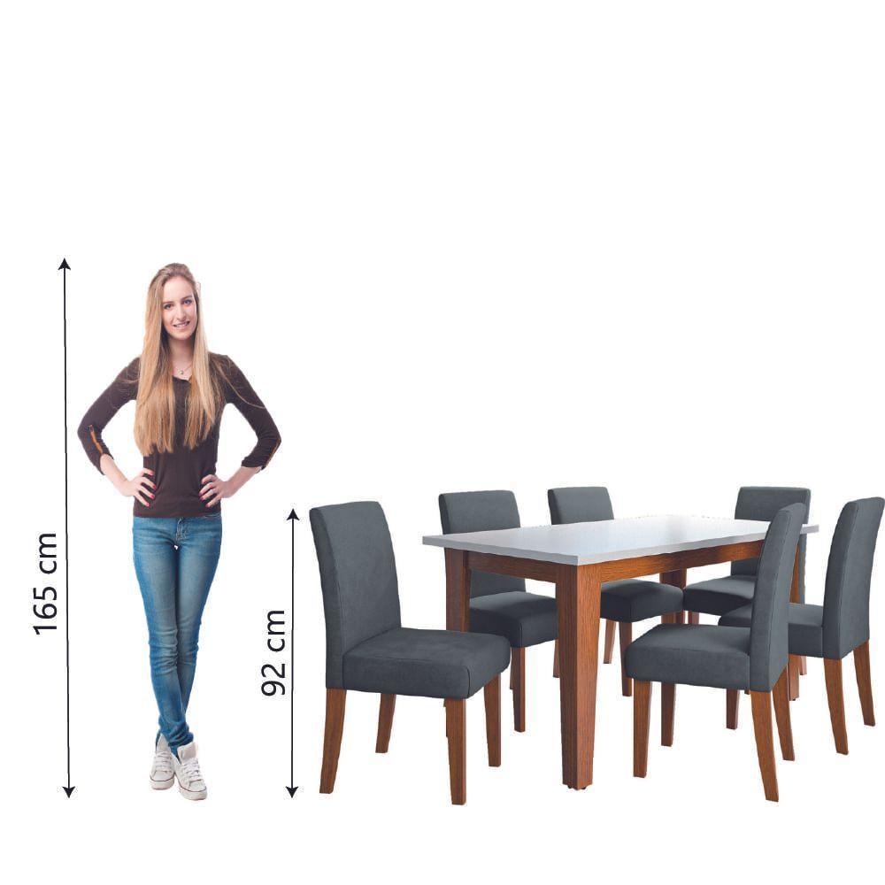 Conjunto de Sala de Jantar Mesa Miami 1,60m com 6 Cadeiras Trieste Dobuê Madeirado/Grafite - 6