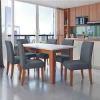 Conjunto de Sala de Jantar Mesa Miami 1,60m com 6 Cadeiras Trieste Dobuê Madeirado/Grafite - 2