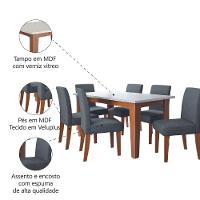 Conjunto de Sala de Jantar Mesa Miami 1,60m com 6 Cadeiras Trieste Dobuê Madeirado/Grafite - 5