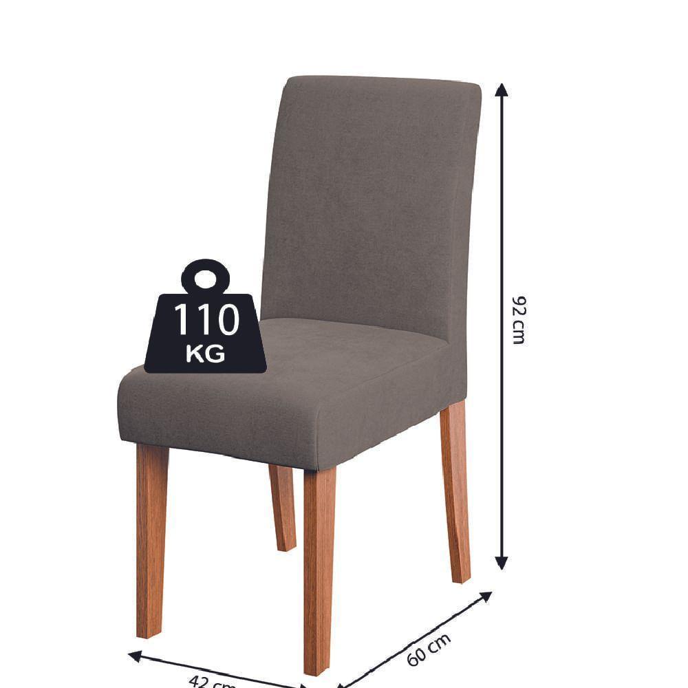 Conjunto de Sala de Jantar Mesa Miami 1,60m com 6 Cadeiras Trieste Dobuê - Madeirado/Mascavo - 4