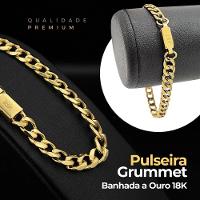 Relogio Masculino Dourado Pulseira Grumet + Cordão Cruz Qualidade Premium Analogico Religioso Casual - 6