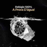 Relogio Masculino Aço Inoxidável Prova Dagua Prata + Caixa Casual Social Resistente Pesado Original