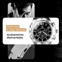 Relogio Masculino Aço Inoxidável Prova Dagua Prata + Caixa Casual Social Resistente Pesado Original - 5